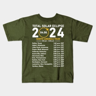 Total Solar Eclipse 2024 North America Tour State Totality Kids T-Shirt